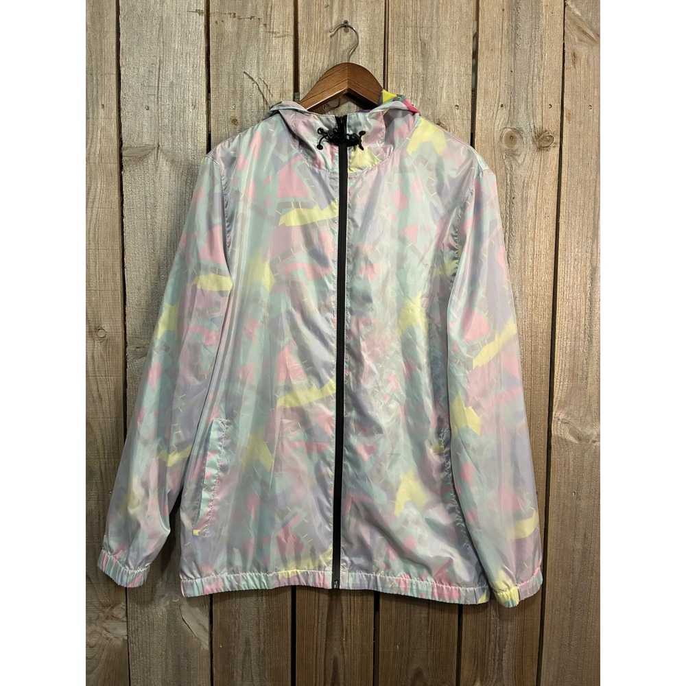 Empyre Mens Windbreaker Jacket Pastel Geometric‎ Abstract Hooded Full Zip Medium
